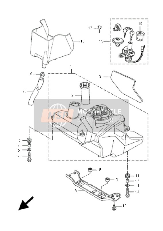 5B2F13450000, Bracket, Tank Fitting, Yamaha, 2